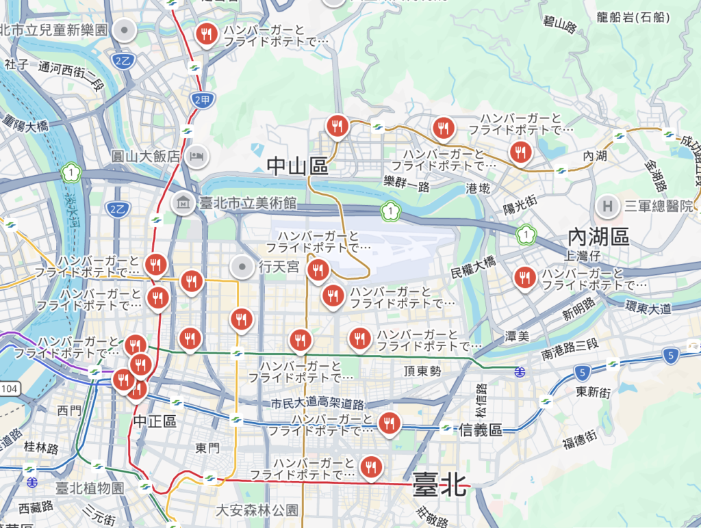 台北のマクドナルド分布図